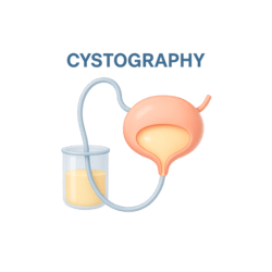 Illustration of Cystography bladder imaging procedure